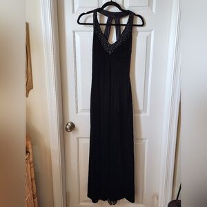 Vintage 90s black velvet backless beaded dress - DJ Nights by Laura Ryner